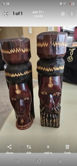 TIKI HANDCARVED CANDLE HOLDERS