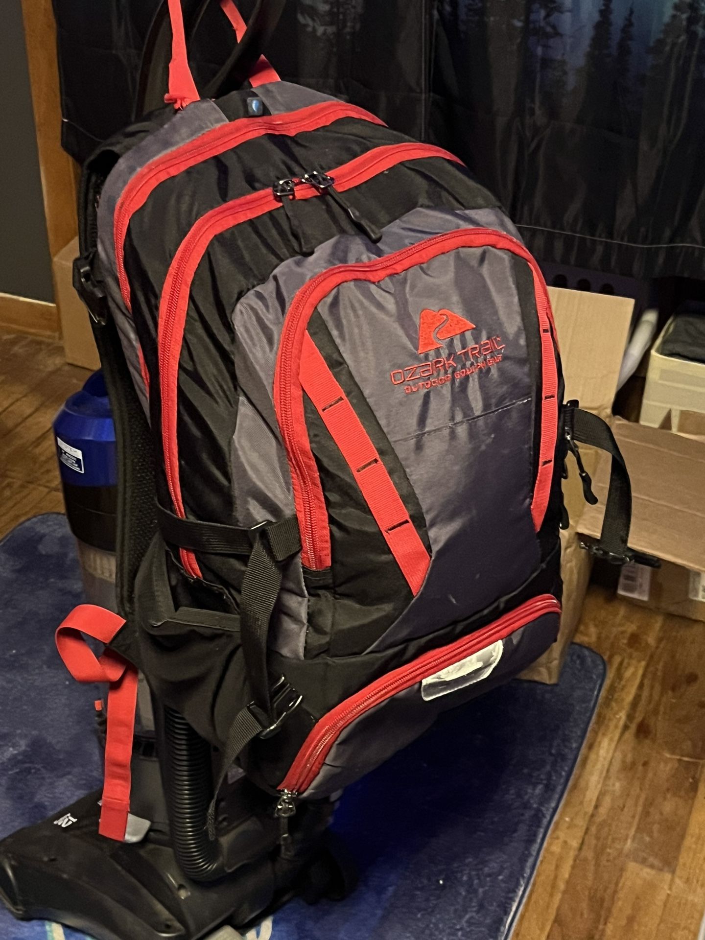 Red Hiking Backpack w/ Shoe Pocket