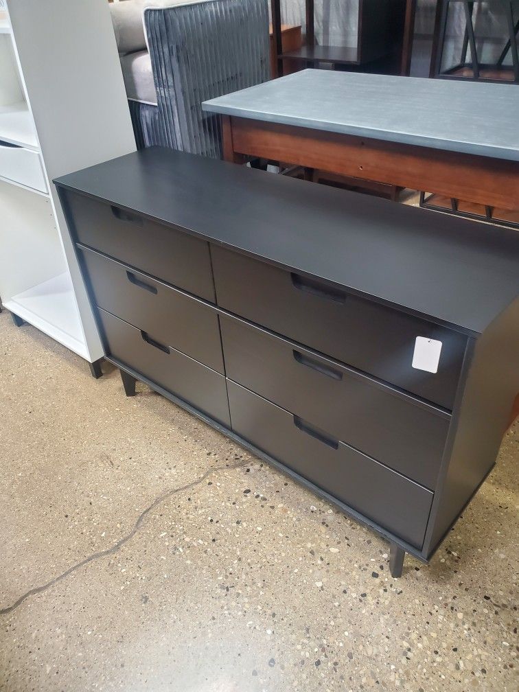 Mid Century Modern Solid Wood Dresser Black