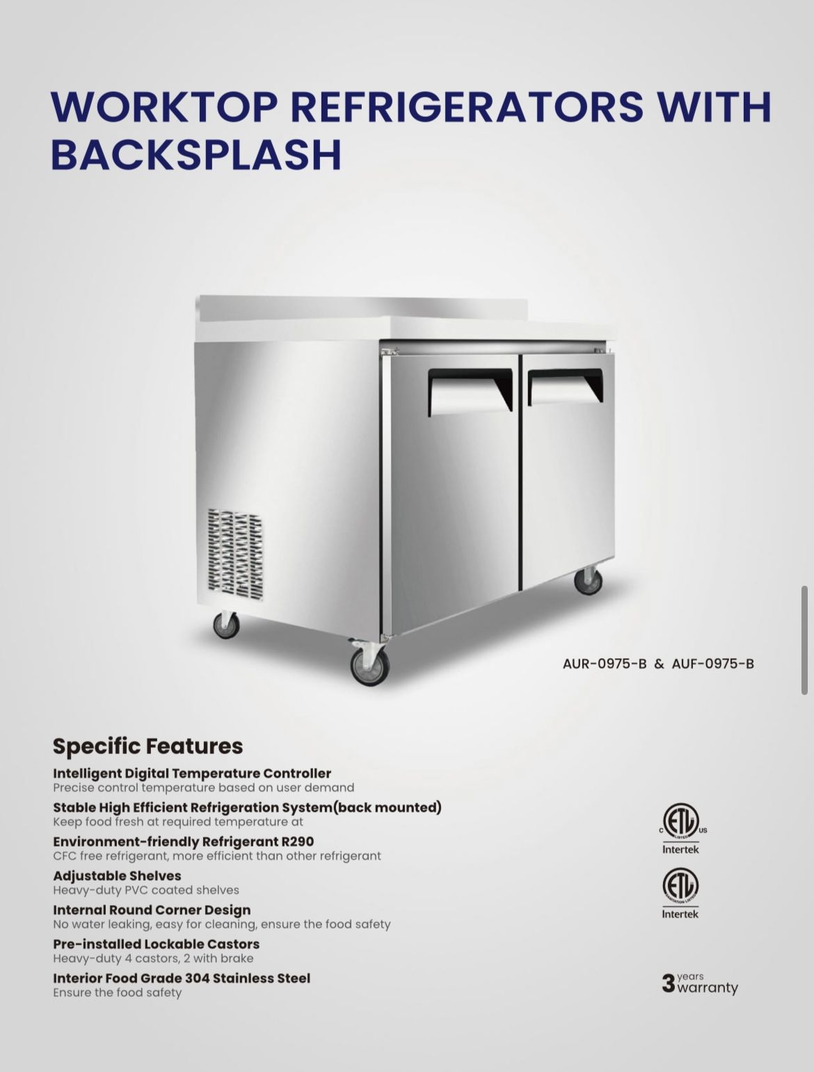 Undercounter Work Table Refrigerator 36, 48, 60, 72 Inch