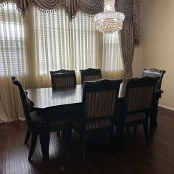 Wood Dining Table 6 Chairs 