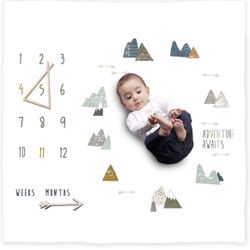 Organic Baby Monthly Milestone Blanket Newborn Boy Girl Unisex Neutral| Boho Mountain Nursery Baby Month Picture Blanket|