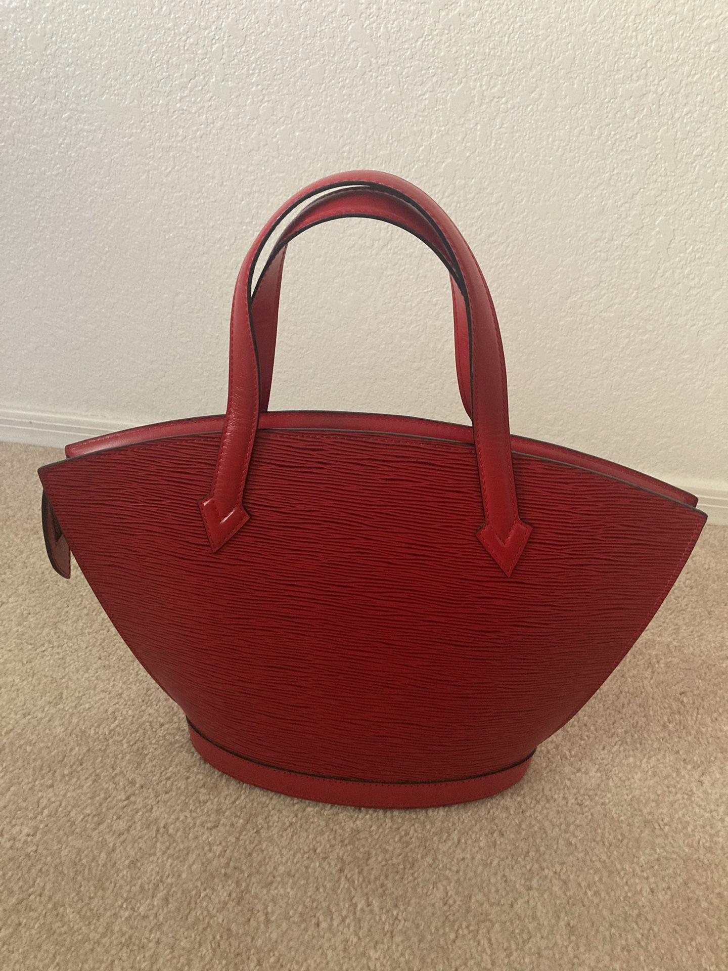 Authentic lv. Red Epi Leather Tote Bag