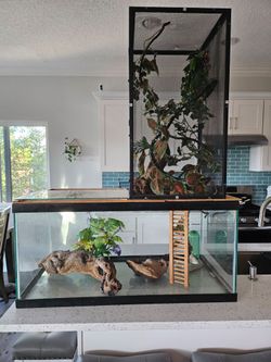 40 Gallon Reptile Terrarium + Tall Screen Enclosure & Complete Setup
