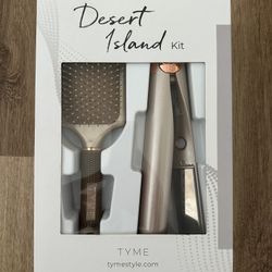 TYME Desert Island Kit, Tyme Pro Iron & Paddle Brush (Rose Gold)