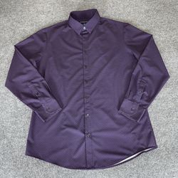 Mizzen+Main Shirt Mens XL Stretch Purple Geometric Button Down Performance Dress