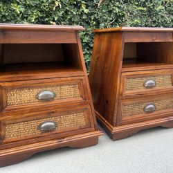 Pair of Pier 1 Imports Nightstands – Rattan & Wicker Drawers