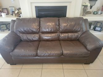Genuine Leather Sofa & Loveseat For Sale As There Are Or Make An Offer. 