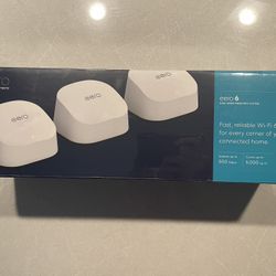 Amazon eero 6 mesh WIFI system 3pk *BRAND NEW* 3-pack router + 2 extenders 500mbps Alexa Support Coverage 5000 sq. Ft