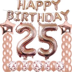 Rose Gold 25th Birthday Balloon Decoration 