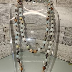 #1828, BLUE CALCITE BEADS NECKLACE, VINTAGE PIECE, 17"IN
