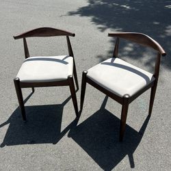 2xhome Contemporary Farmhouse Wood Cushion Seat Dining Chairs Desk Elbow Side Chair for Living Room Bedroom Kitchen