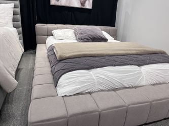 Queen Low Profile Modern Fabric Bed Frame