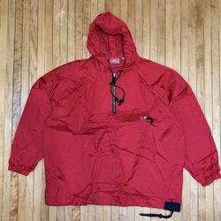VTG 90s Marlboro Unlimited Red Packable 1/4 Zip Windbreaker Jacket Sz. L