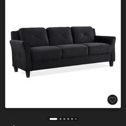 Harper Tufted Microfiber Sofa Black