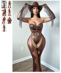 Brown Metallic Cowgirl Costume Set