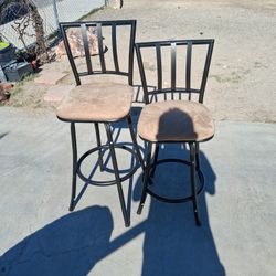 2 Light Brown Suede Stool Chairs