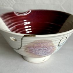 Studio Art Hand Thrown Signed Abstract Pottery Soup Bowl 