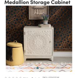 Lindsay Small Carved Wood Medallion Storage Cabinet