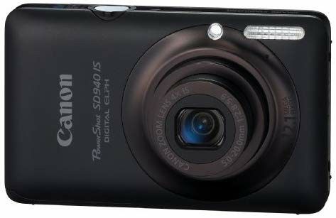 Canon PowerShot SD940IS 12.1MP Digital Camera with 4x Wide Angle Optical Image Stabilized Zoom and 2.7-inch LCD (Black)