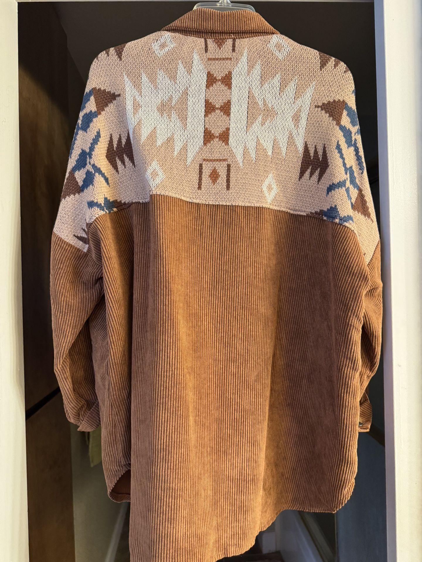 Pink Lily Aztec cozy Shirt Jacket Size Large oversized NEW