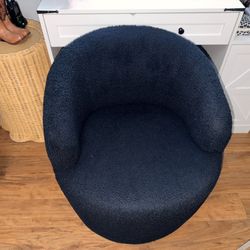 Swivel Bucle Blue Teddy Ottoman Desk Chair 