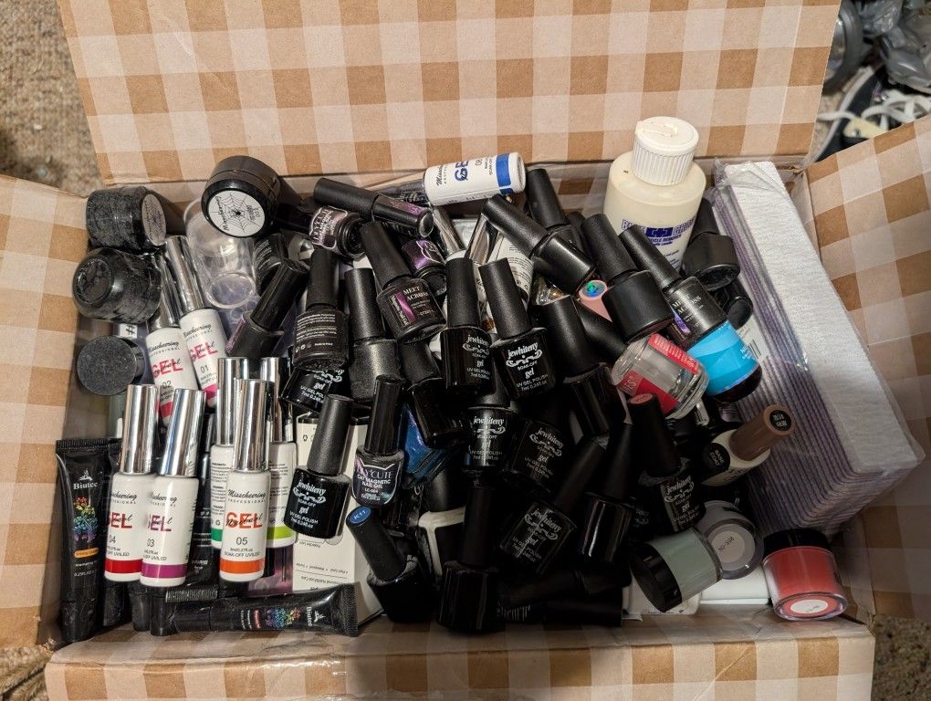 Large Mixed Box Of Nail Stuff.