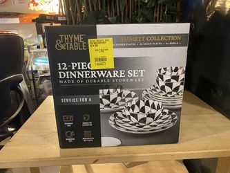 NEW! THYME&TABLE Emmett Collection 12 Pc Ceramic Dish Set