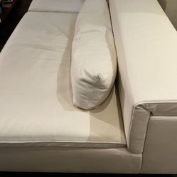 Designer Off-White Leather Sofa