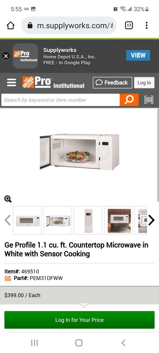  GE PEM31DFWW Profile 1.1 Cu. Ft. White Countertop Microwave :  Home & Kitchen