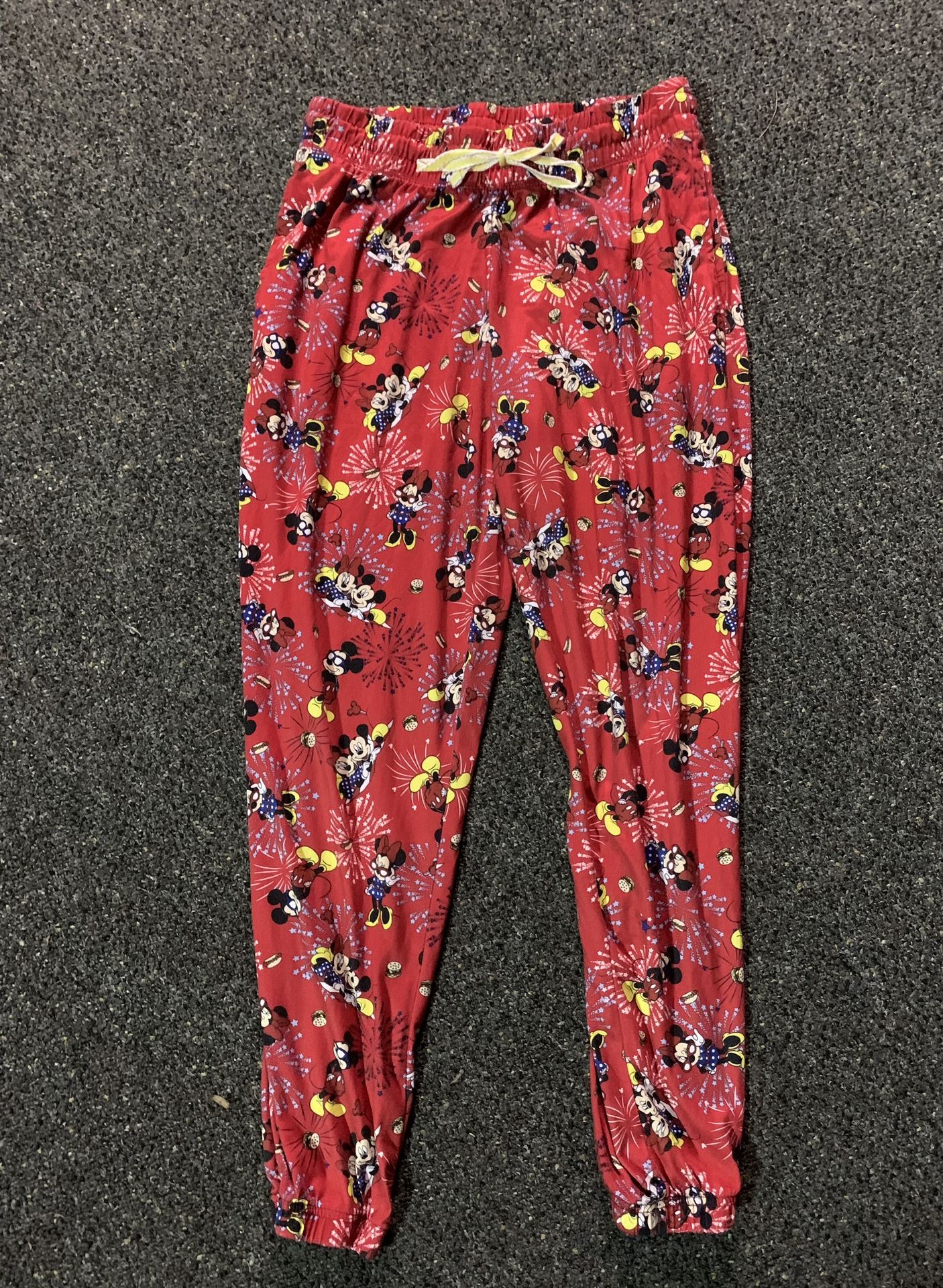 Disney Mickey and Minnie Mouse womens size medium (8/10) Fourth 4th of July patriotic light fleece pajama pants with pockets - gently used
