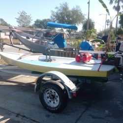 14ft AMF Force 5 sailboat converted to skiff w/ trailer 