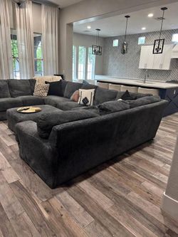 HUGE 3 piece plus ottoman grey sectional