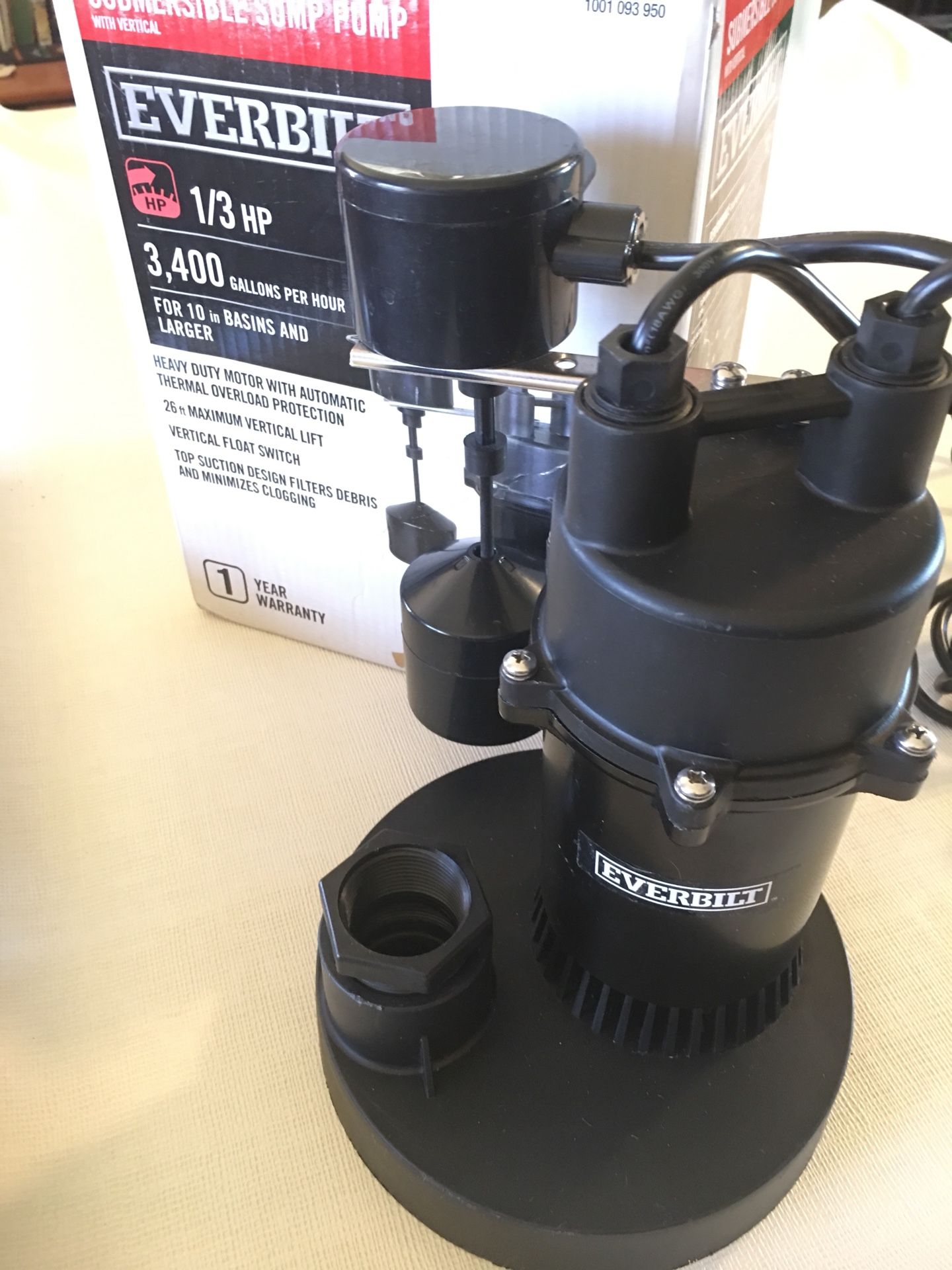 Everbilt 1/3 HP Submersible Sump Pump - SBA033V1