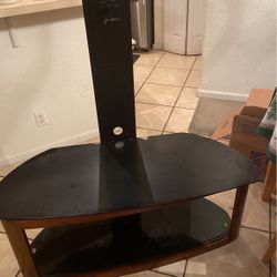 Brown And Black Glass TV Stand 