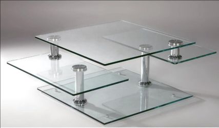 Chintaly Contemporary Multi-Top Motion Glass Cocktail Table
