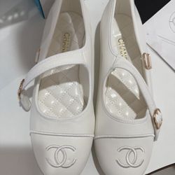 Chanel dupe white ballerina flats