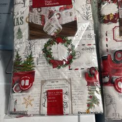 Holiday Truck Vinyl Tablecloth 