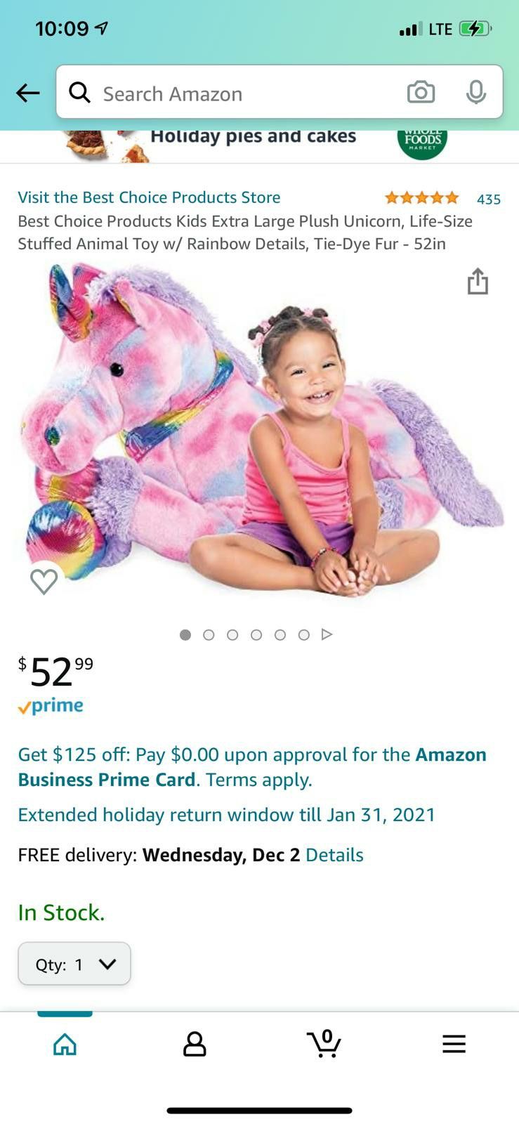 Best Choice Products Kids Extra Large Plush Unicorn, Life-Size Stuffed Animal Toy w/ Rainbow Details, Tie-Dye Fur - 52in