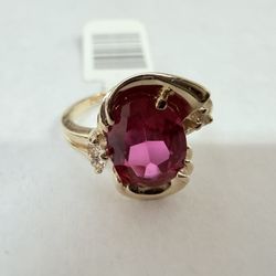 14K Gold & Lab Ruby Ring