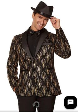 Spirit Halloween Men's Costume Art Deco Jacket Black & Gold Gangster