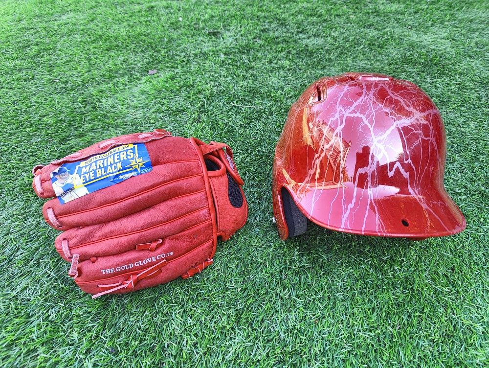 Boys Baseball Helmet And Glove