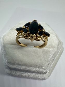 Vintage 14K 585 Yellow Gold Natural Sapphire Ring Size 6 | 3.72g