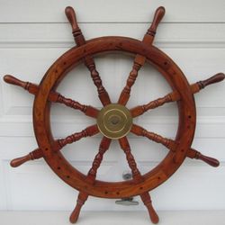 Nautical Captain's Replica Wooden Ships Wheel Wall Decor 36" Diameter
