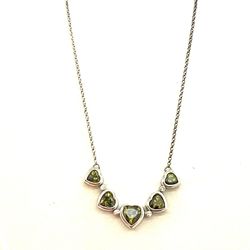Sweet Sterling Green Heart Necklace