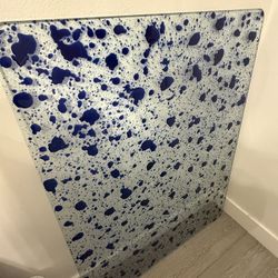 Blue Splatter Glass Table Top – Modern & Unique