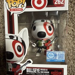 Funko Pop ad icons Bullseye dressed as Eddie Munson