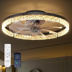 Modern Bladeless Ceiling Fan with Light – Quiet Low Profile Design