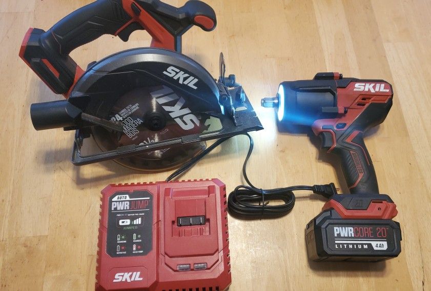 "Skil" Brushless 20V... 6 1/2" circular saw & 1/2 Impact wrench (mid torque) set
