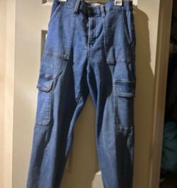 Blue Denim Cargo Jeans
